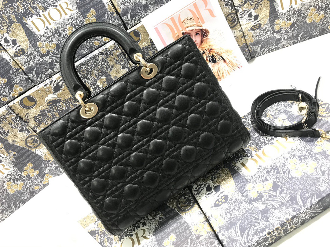 Large Lady Dior Bag Black Cannage Lambskin